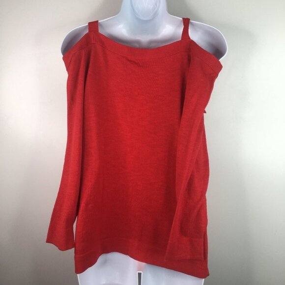 J. Crew Tie Off-Shoulder Red Sweater Medium - Picture 4 of 6